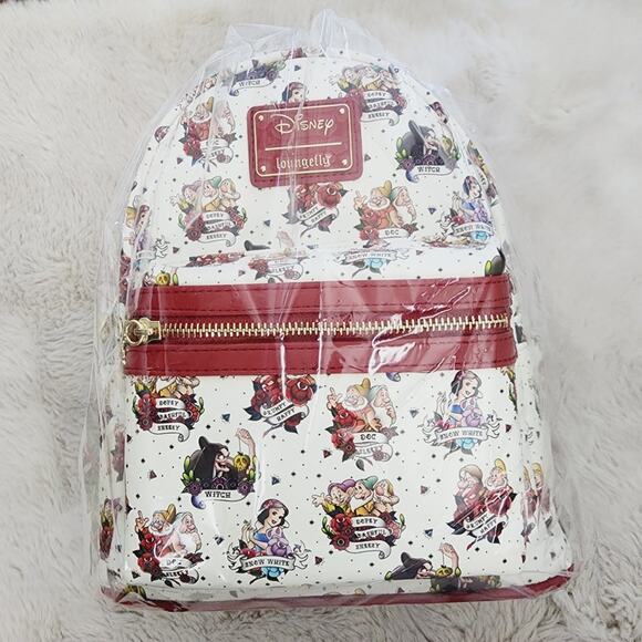 NEW Loungefly Disney Snow White 7 Dwarfs Tattoo Exclusive Mini Backpack - Picture 1 of 10